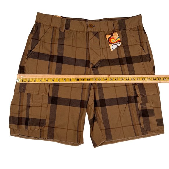 NWT Ocean Pacific(Op) Shorts Men's Cargo/Utility Shorts Cotton Plaid Brown 40 - Picture 7 of 14